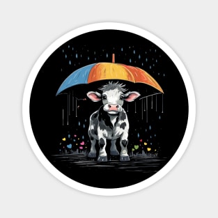 Cow Rainy Day With Umbrella Magnet